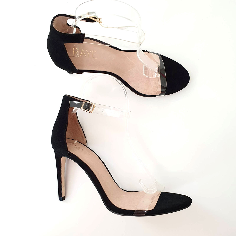 Raye Black Jameson Pumps Heels Suede Transparent Size 8